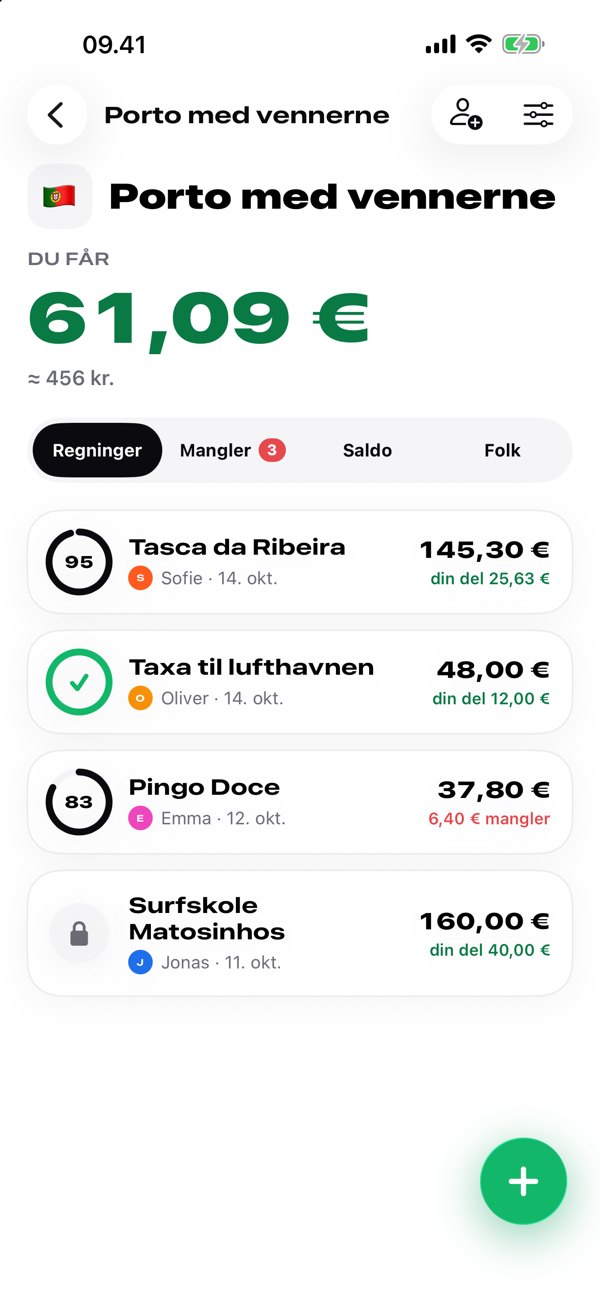 Turens forside med din saldo